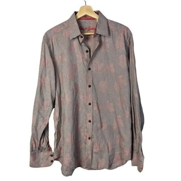 Robert Graham Red Plaid Floral Long Sleeve Button Down M - Picture 1 of 5